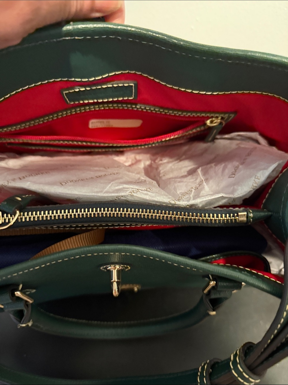 NWT Dooney & Bourke Saffiano Perry Satchel - IVY - Picture 12 of 15